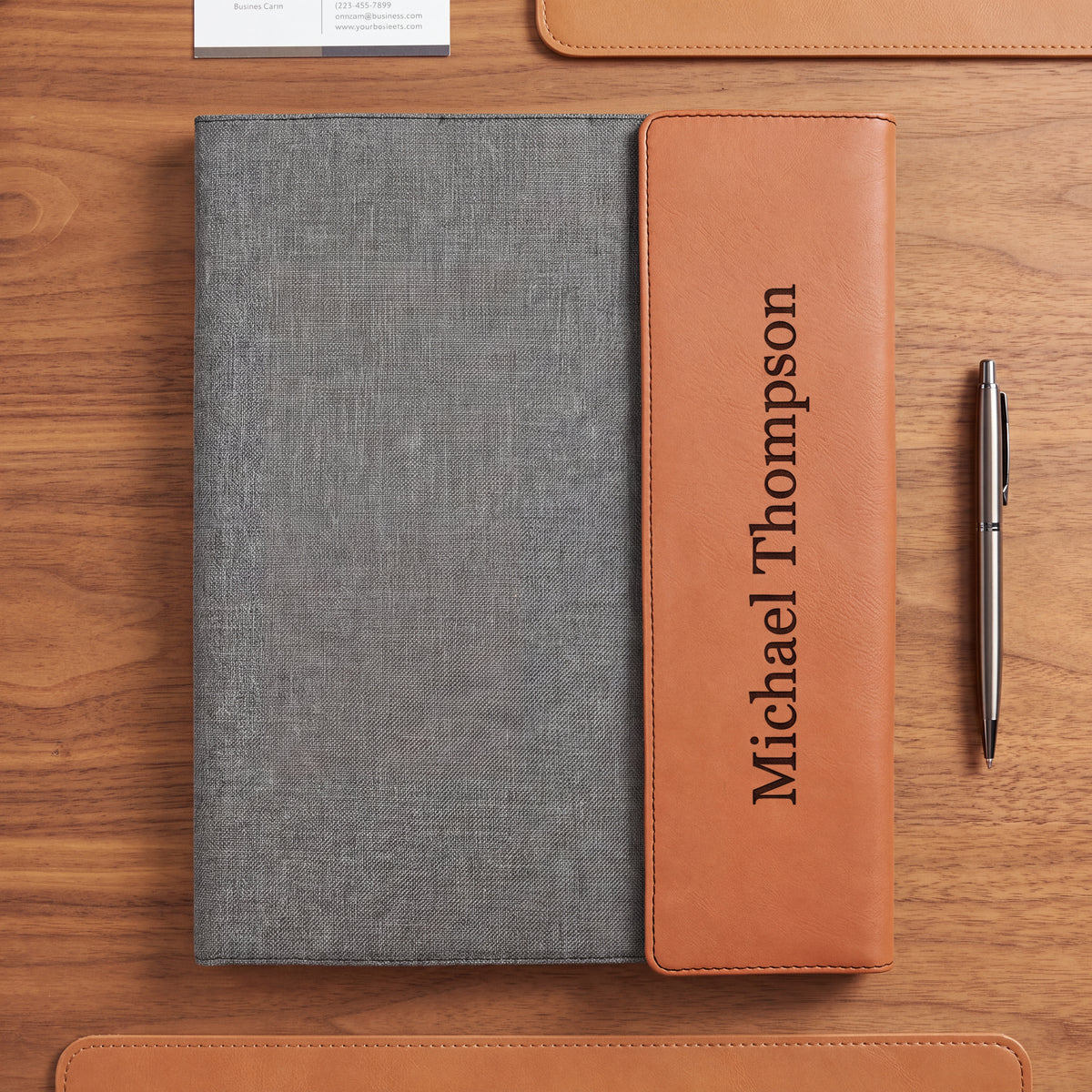 Custom Laser Engraved Canvas & Leatherette Milestone Portfolio with Notepad