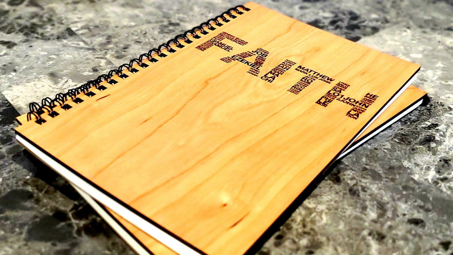 FAITH Wood Cover Notebook | Personalization Option | Customized Engraved Notebook