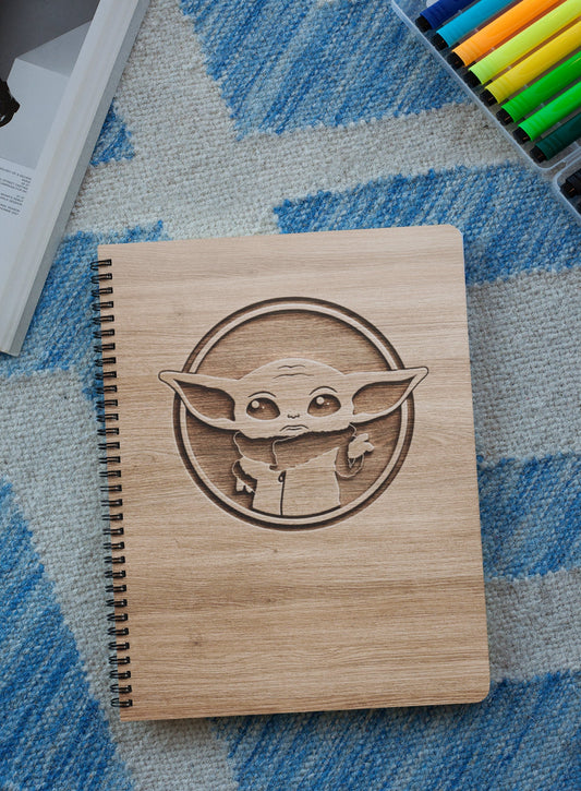 Star Wars Collection Personalized Wood Cover Notebook | Personalized Sketchbook | Customized Engraved Notebook