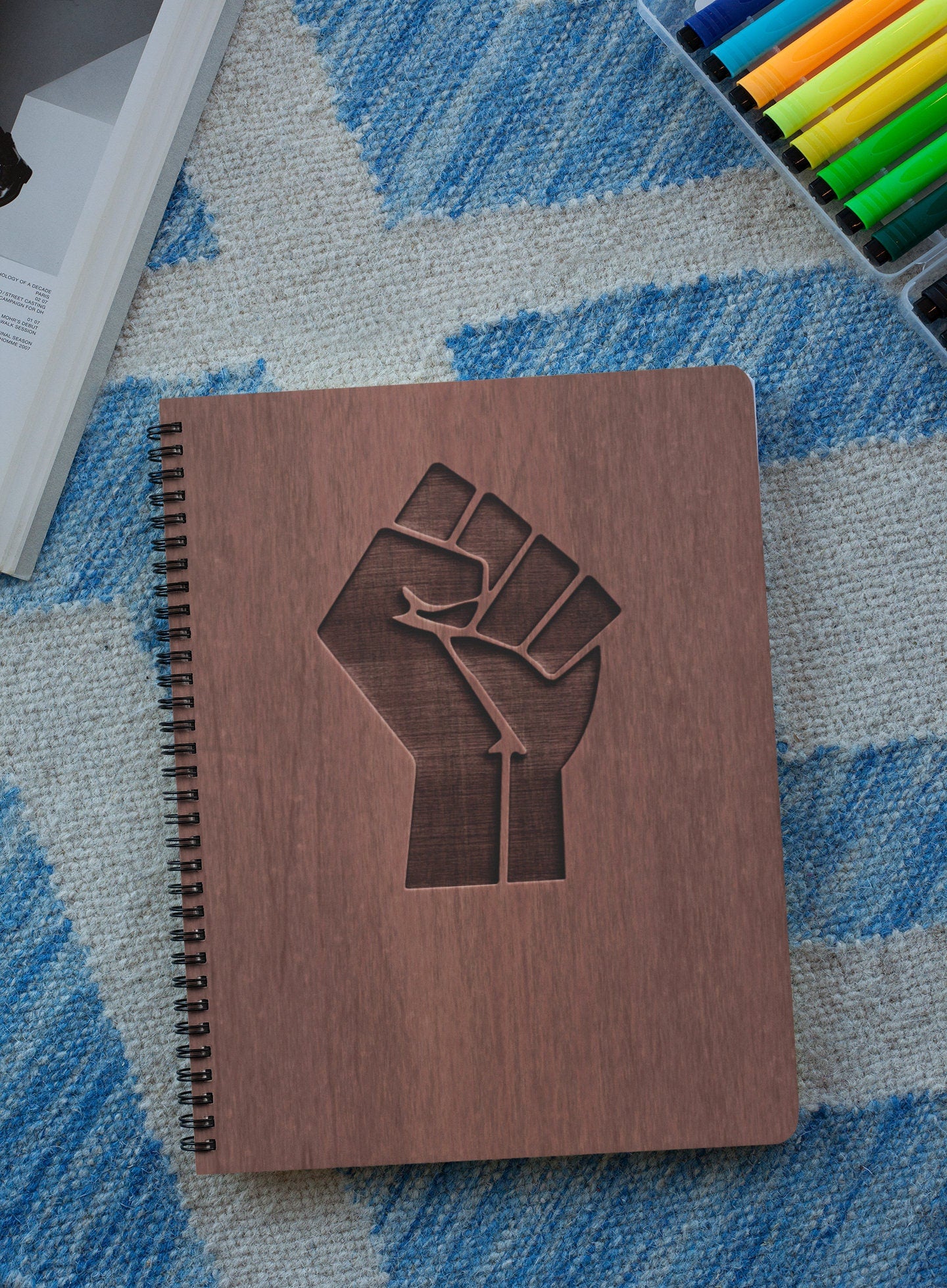 Black Power Personalized Wood Cover Notebook | Black Lives Matter Personalized Sketchbook | Custom Engraved Notebook