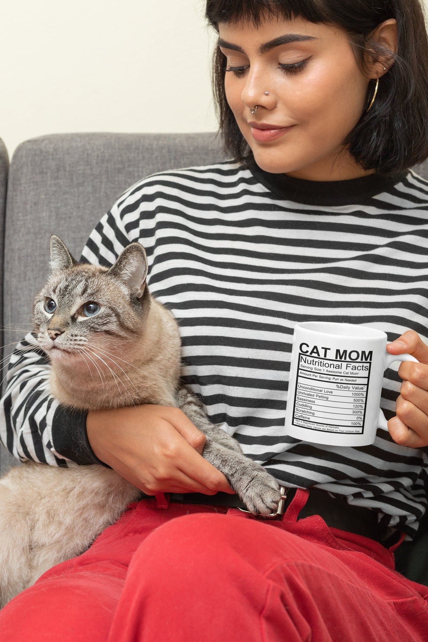 Cat Mom Nutrition Facts Mug | Personalized Mug | Magic Mug