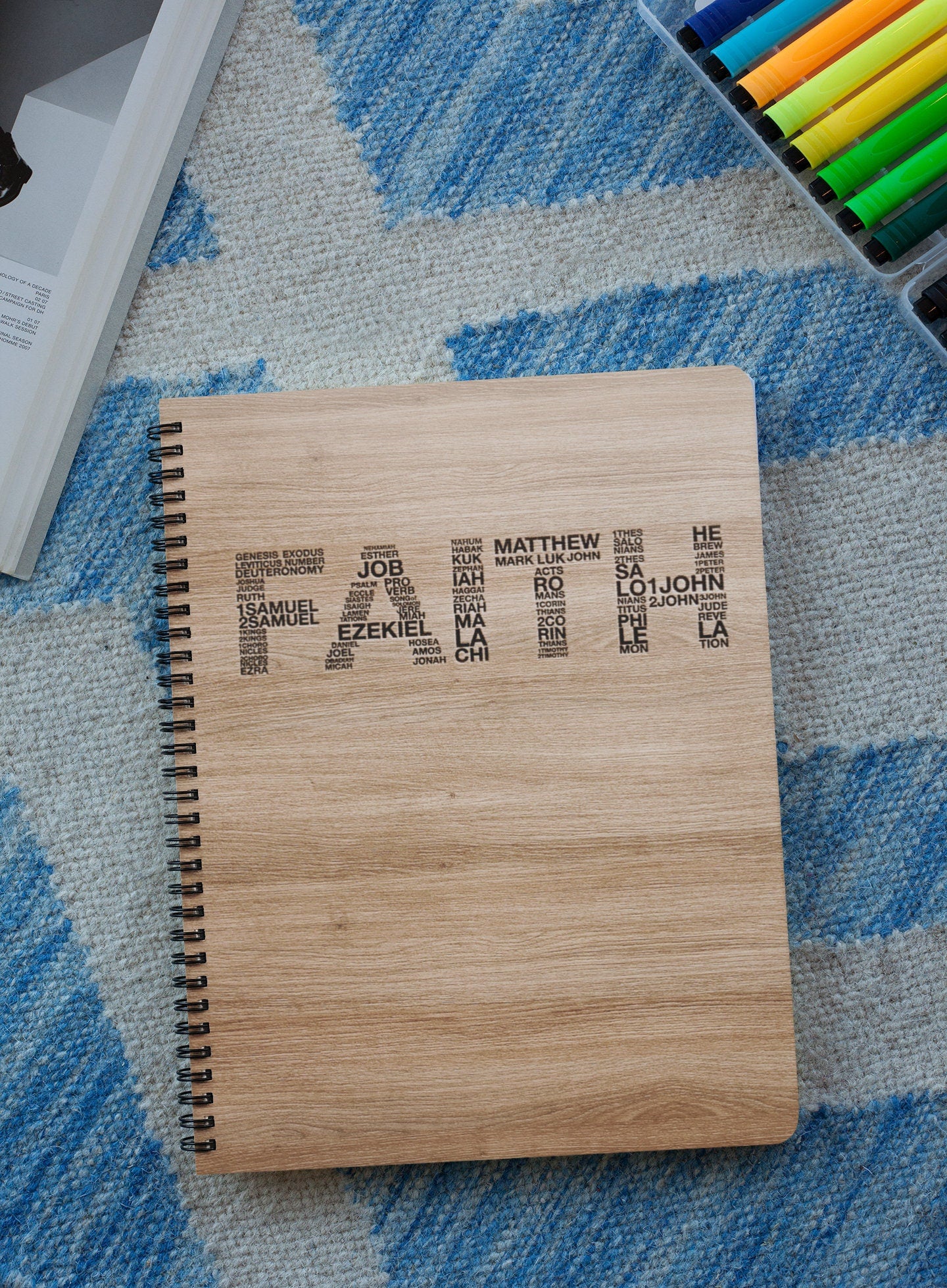 FAITH Wood Cover Notebook | Personalization Option | Customized Engraved Notebook