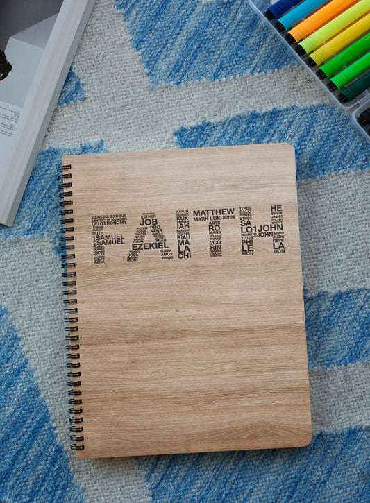 FAITH Wood Cover Notebook | Personalization Option | Customized Engraved Notebook