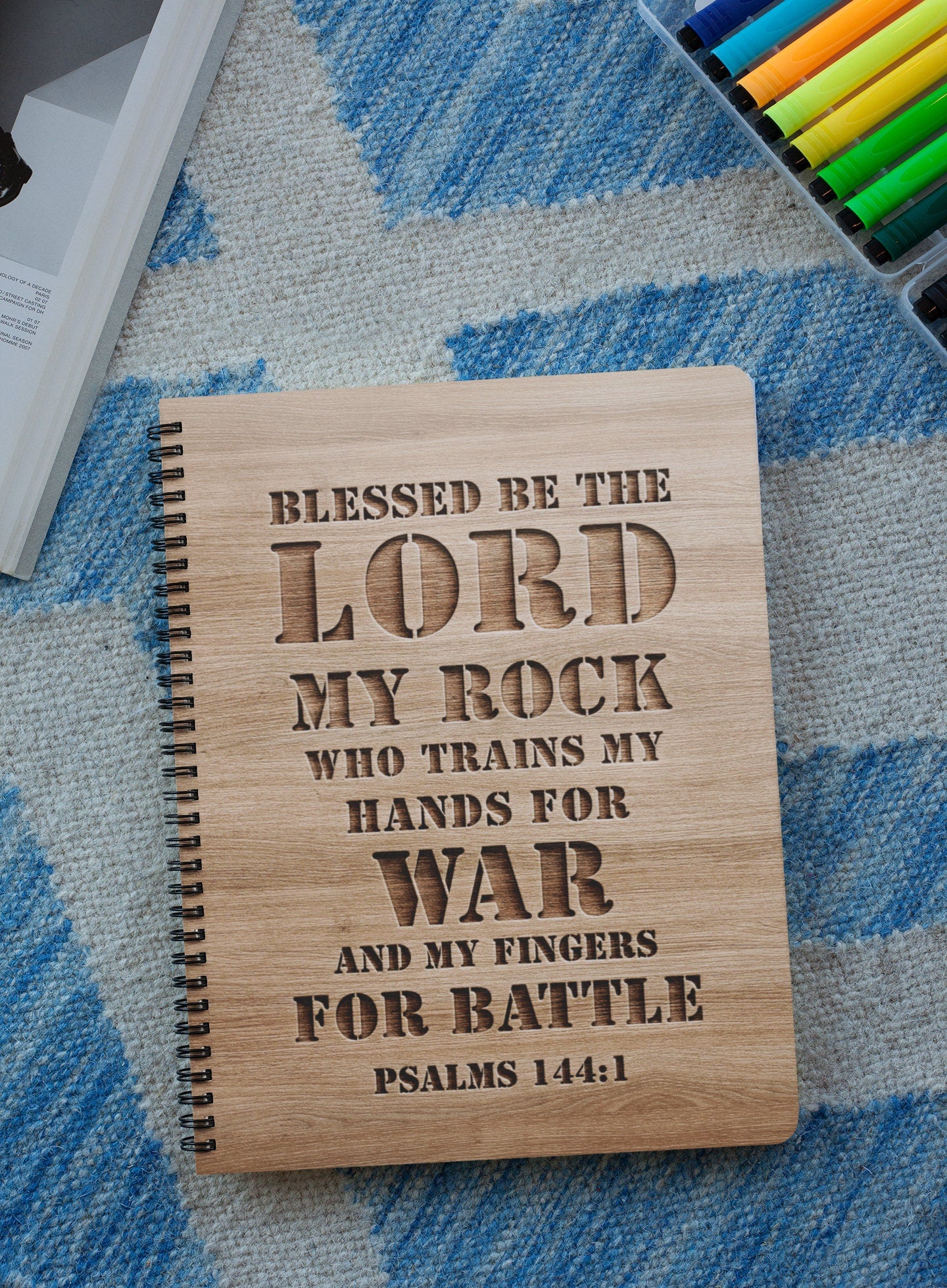 Psalms 144 Wood Cover Notebook