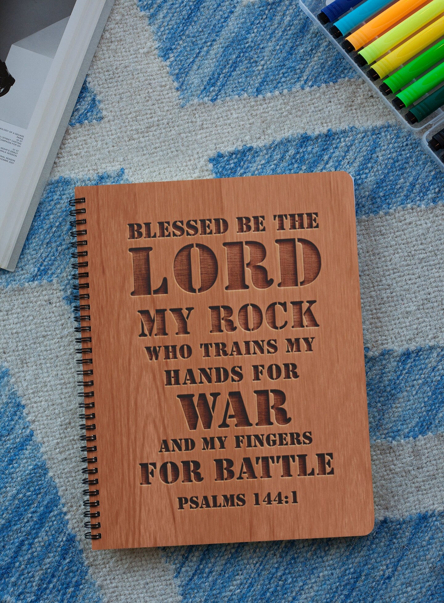 Psalms 144 Wood Cover Notebook