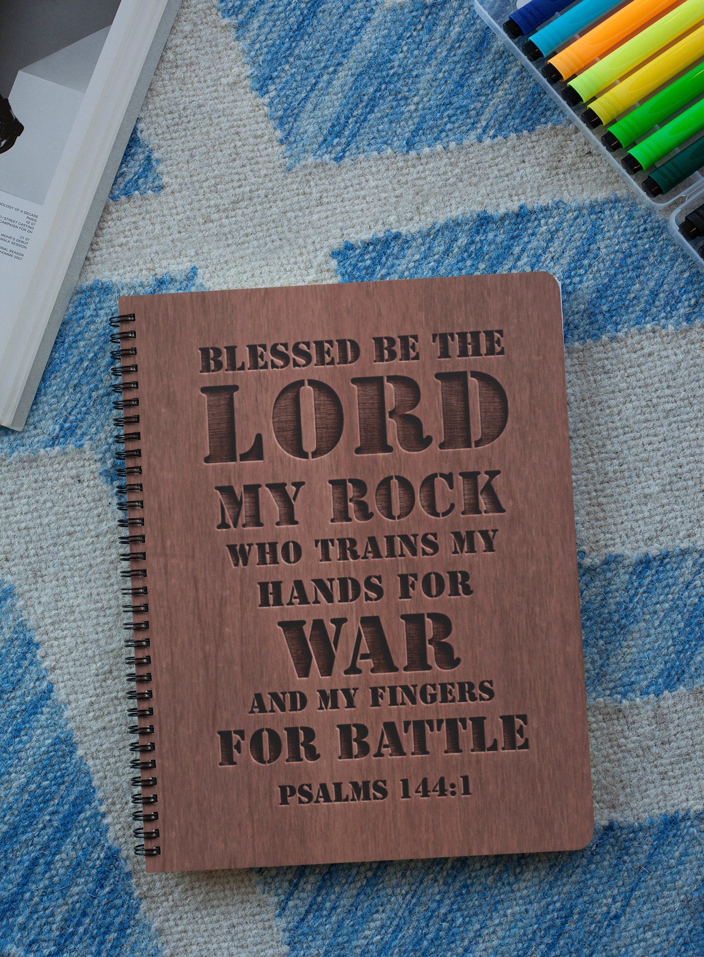 Psalms 144 Wood Cover Notebook