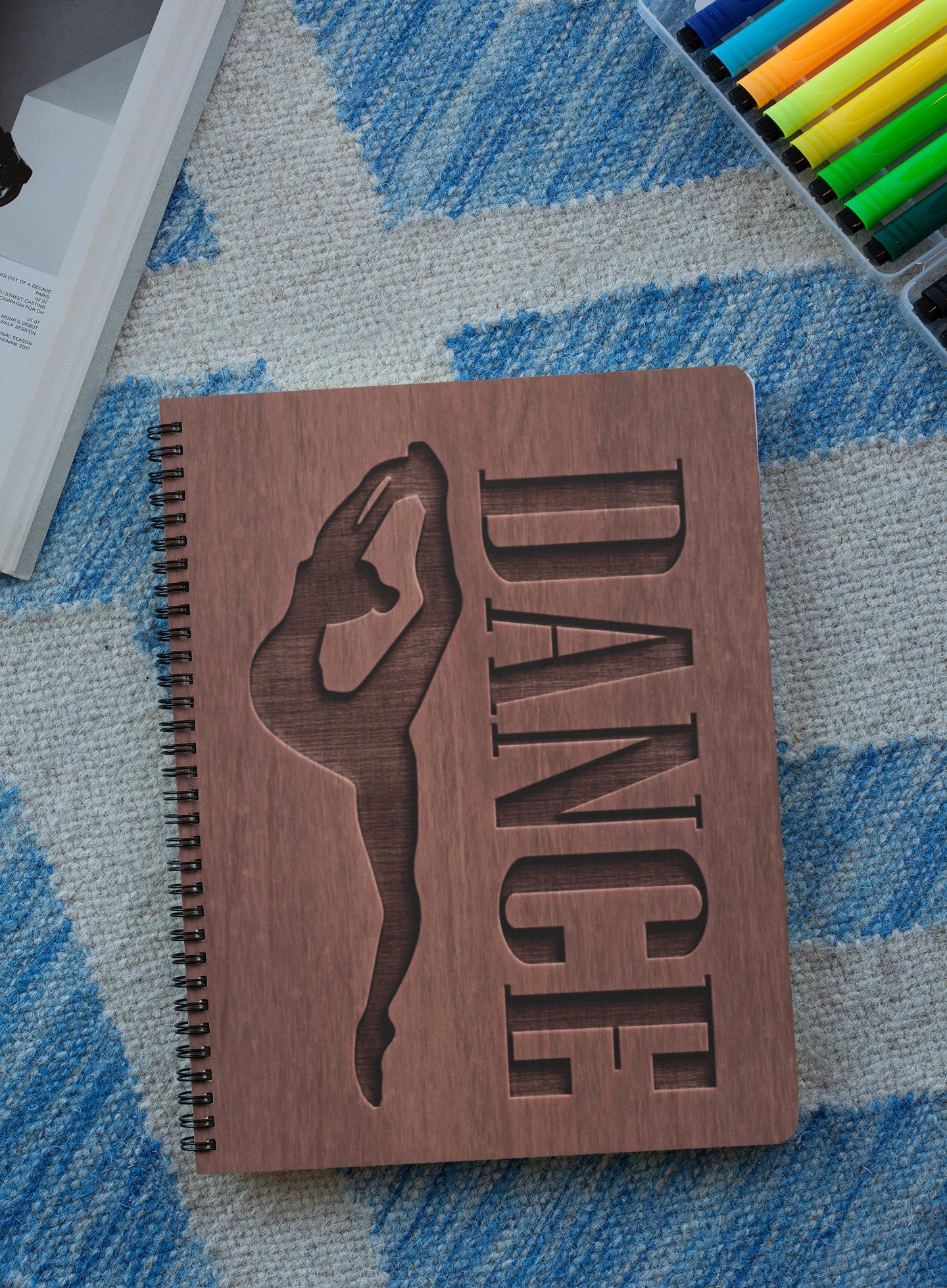 DANCE Wood Cover Notebook | Dance Ballet Customize Engraved Notebook | Personalized Sketchbook