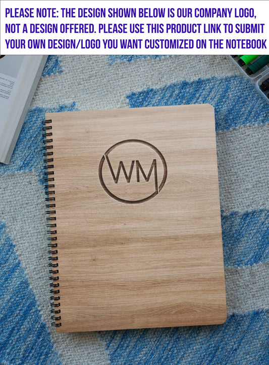 Customized Wood Cover Notebook | Personalized Sketchbook | Custom Engraved Notebook | Logo Notebook