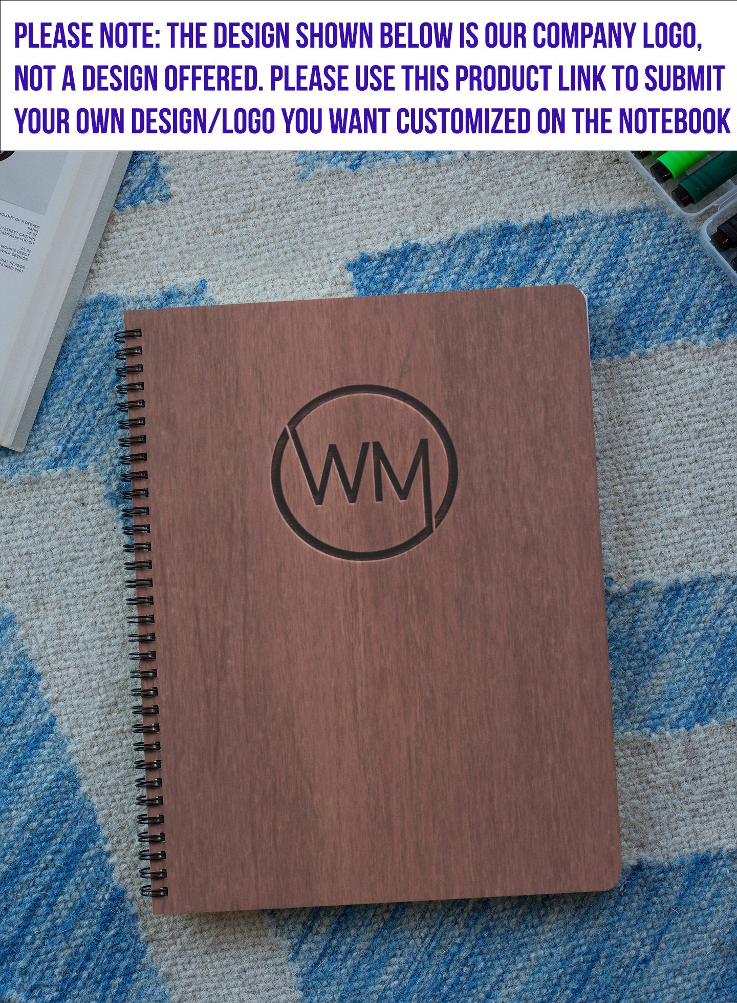 Customized Wood Cover Notebook | Personalized Sketchbook | Custom Engraved Notebook | Logo Notebook