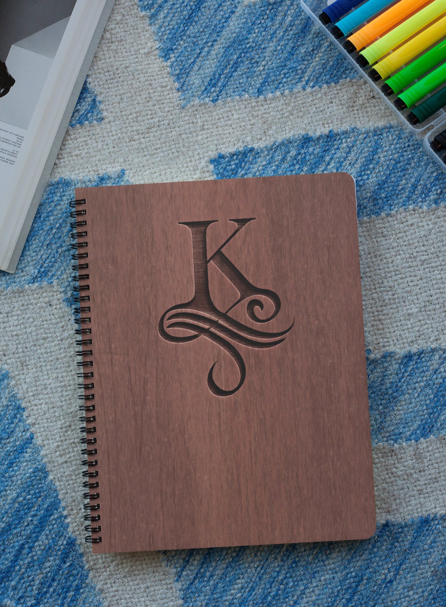 Victorian Personalized Wood Cover Notebook | Victorian Personalized Sketchbook | Custom Engraved Notebook