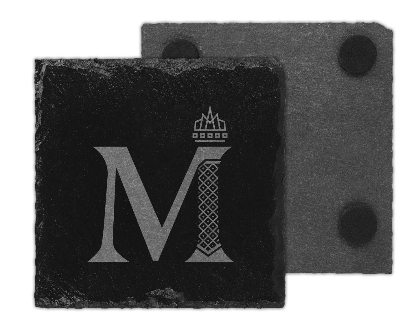 Royal Vintage Emblem Coaster Set | Wood or Black Slate Personalized