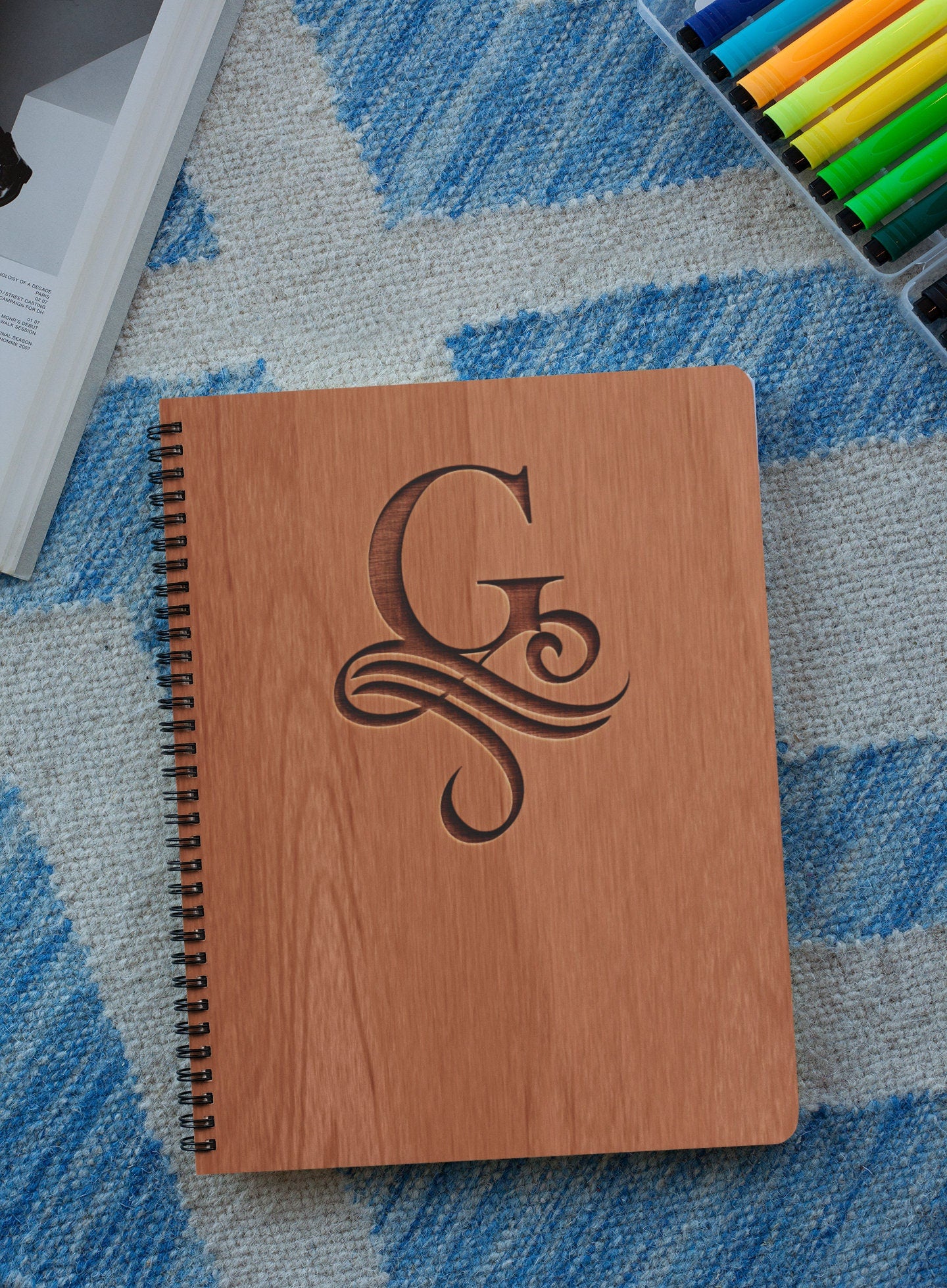 Victorian Personalized Wood Cover Notebook | Victorian Personalized Sketchbook | Custom Engraved Notebook