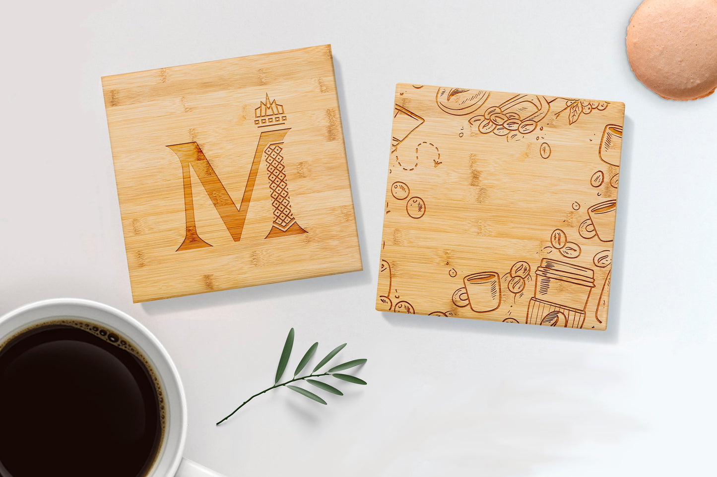 Royal Vintage Emblem Coaster Set | Wood or Black Slate Personalized