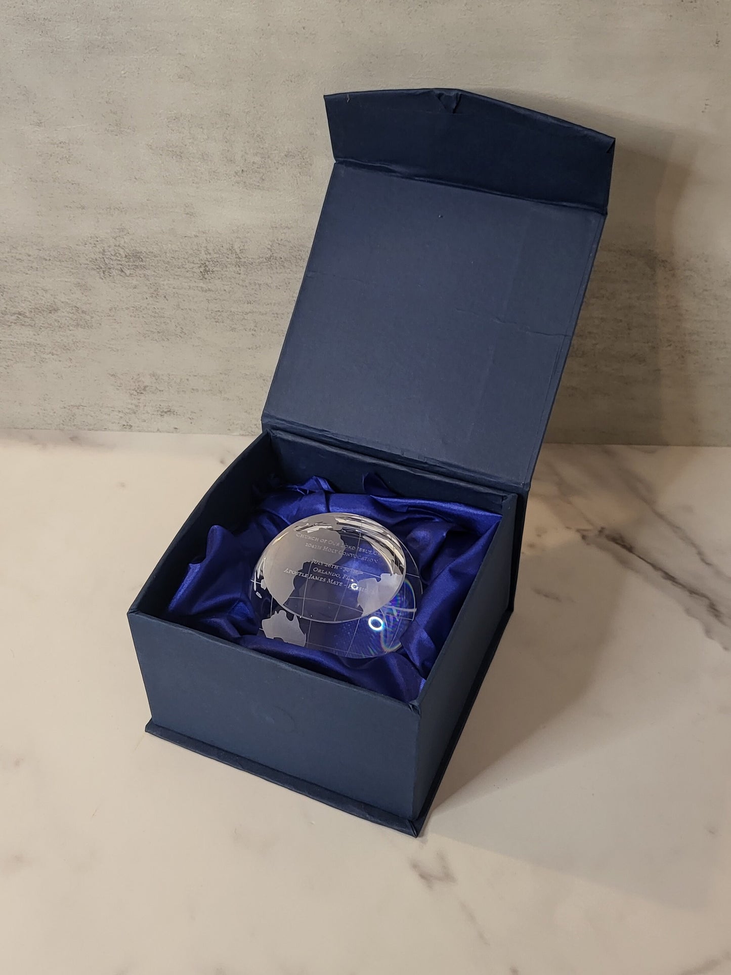 Crystal Globe Paperweight | Paper Weight Office Gift | Conference Gift | Award Paper Weight