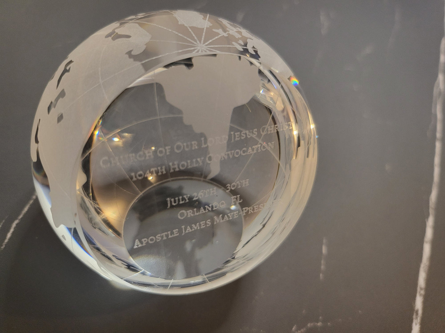 Crystal Globe Paperweight | Paper Weight Office Gift | Conference Gift | Award Paper Weight