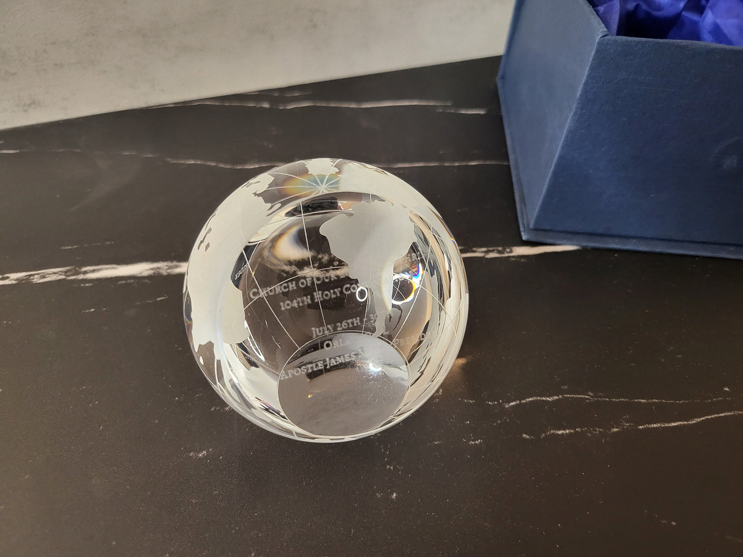 Crystal Globe Paperweight | Paper Weight Office Gift | Conference Gift | Award Paper Weight