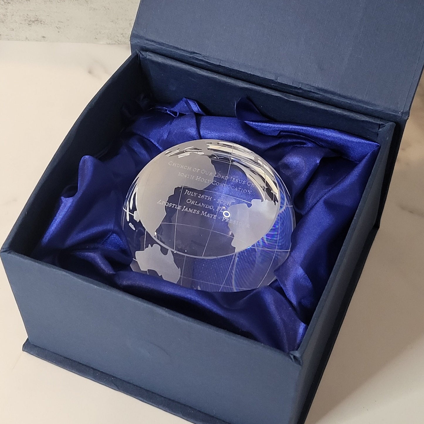 Crystal Globe Paperweight | Paper Weight Office Gift | Conference Gift | Award Paper Weight