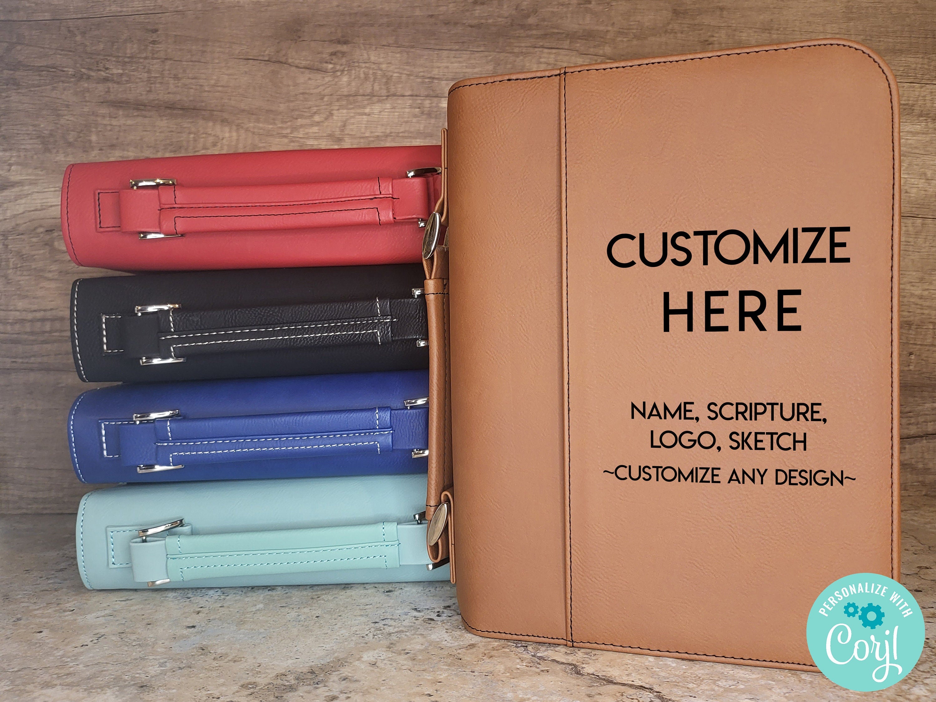 Personalized Leather Bible Cover with Zipper | Custom Engraved Bible Case | Large 7.5” x 10.75” | Christian Gift for Him or Her