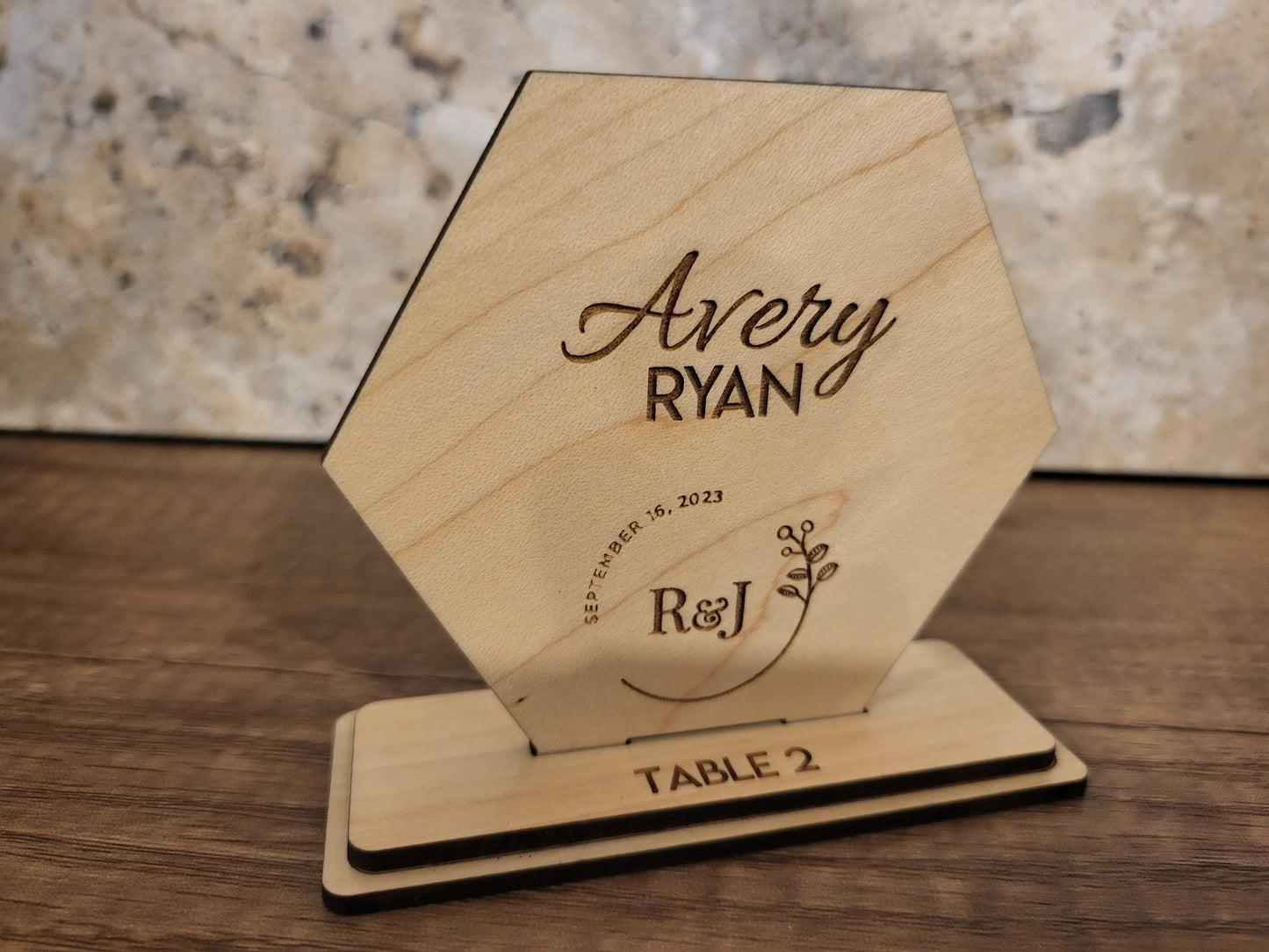 Wedding Place Cards with Stands (Hexagon) | Event Name Place Cards | Personalized Name Cards and Table Numbers