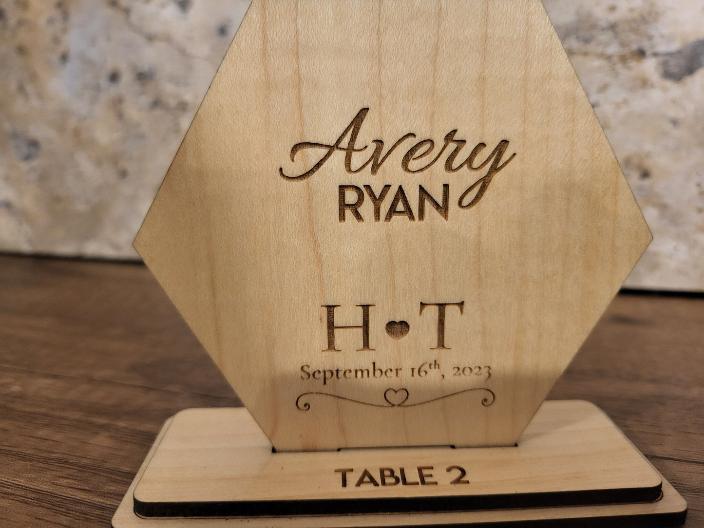 Wedding Place Cards with Stands (Hexagon) | Event Name Place Cards | Personalized Name Cards and Table Numbers