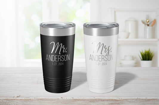 Mr. and Mrs. Tumbler Set | Personalized Bride and Groom Gift | Wedding Gift