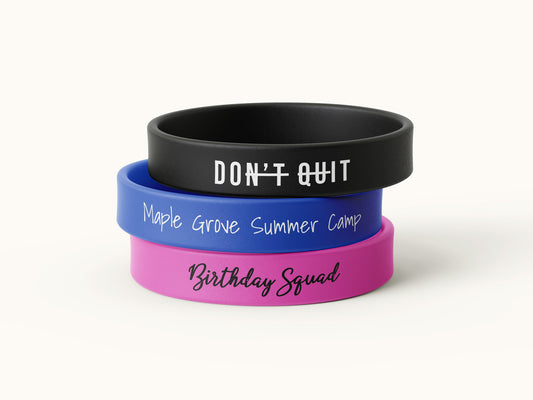 Customized Rubber Wristbands | Silicone Event Bracelets | Waterproof Fundraiser Bands | School Wristbands