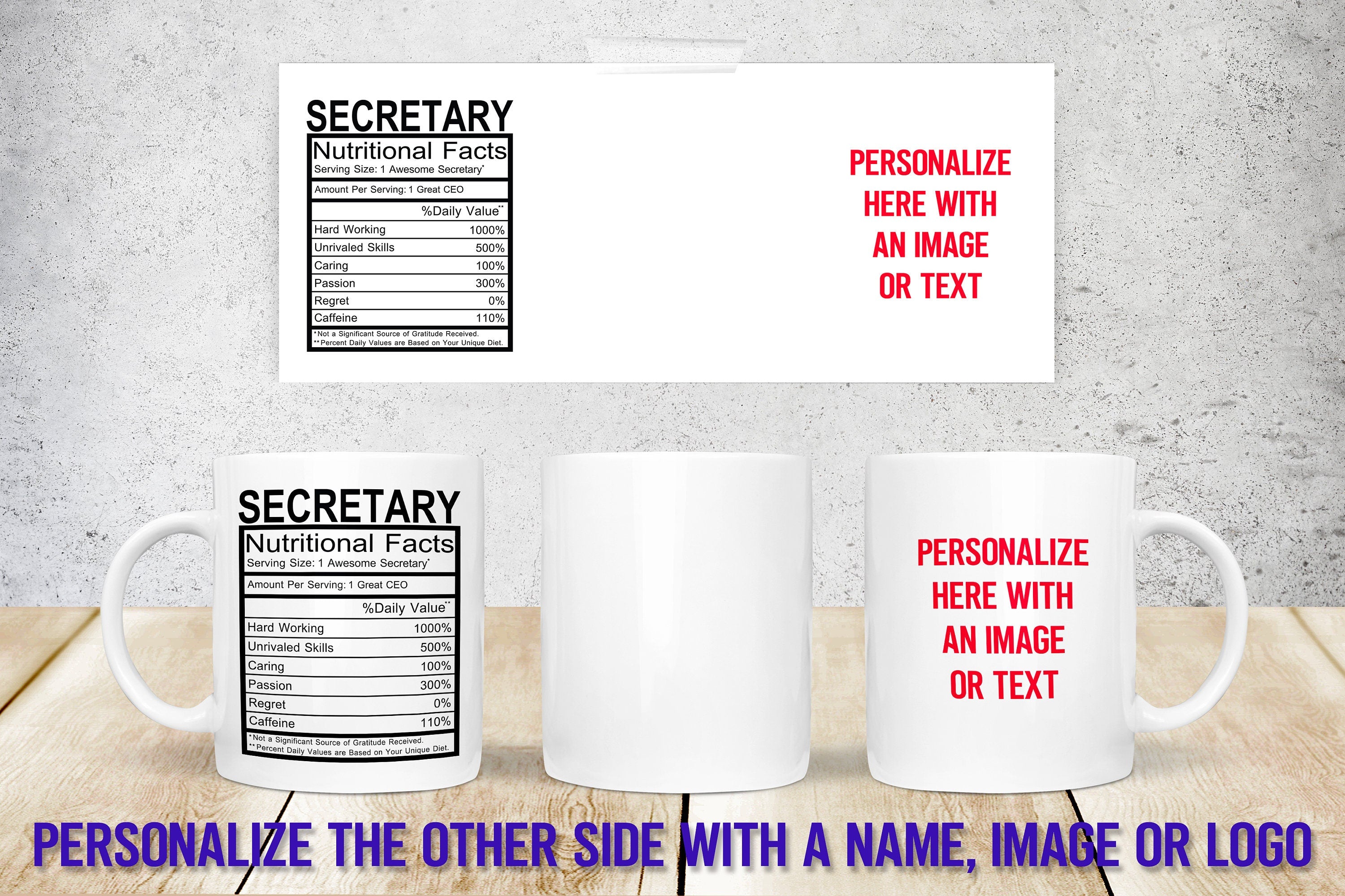 Secretary Nutrition Facts Mug | Personalized Mug | Magic Mug