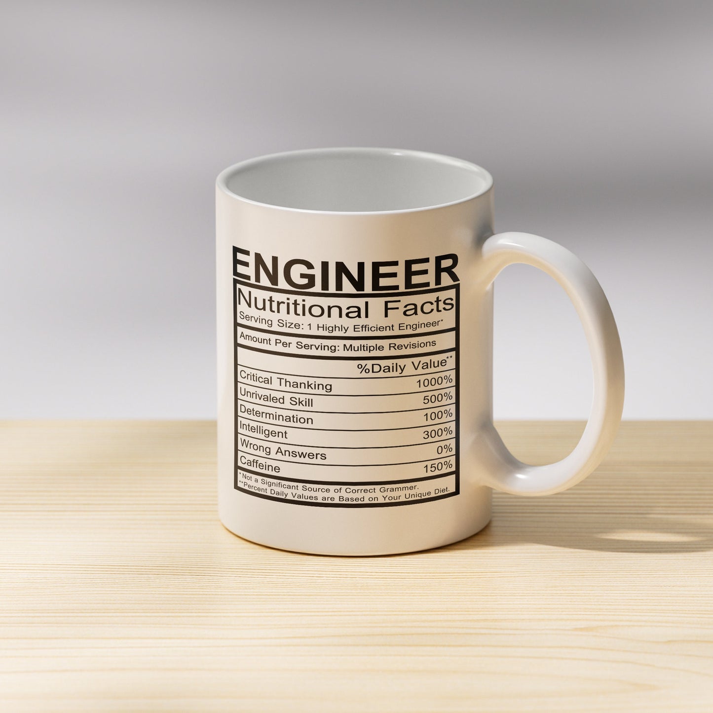 Engineer Nutrition Facts Mug | Personalized Mug | Magic Mug