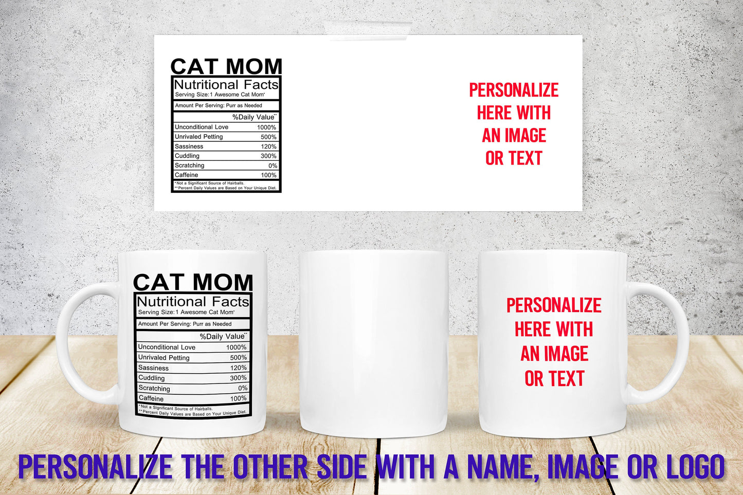 Cat Mom Nutrition Facts Mug | Personalized Mug | Magic Mug