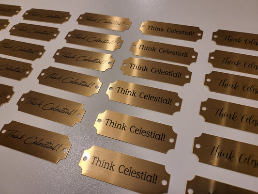 Brass Plates - (2-1/2 x 7/8 inch) | Personalized Brass Tag with Notches | Sublimated Brass Name Plate