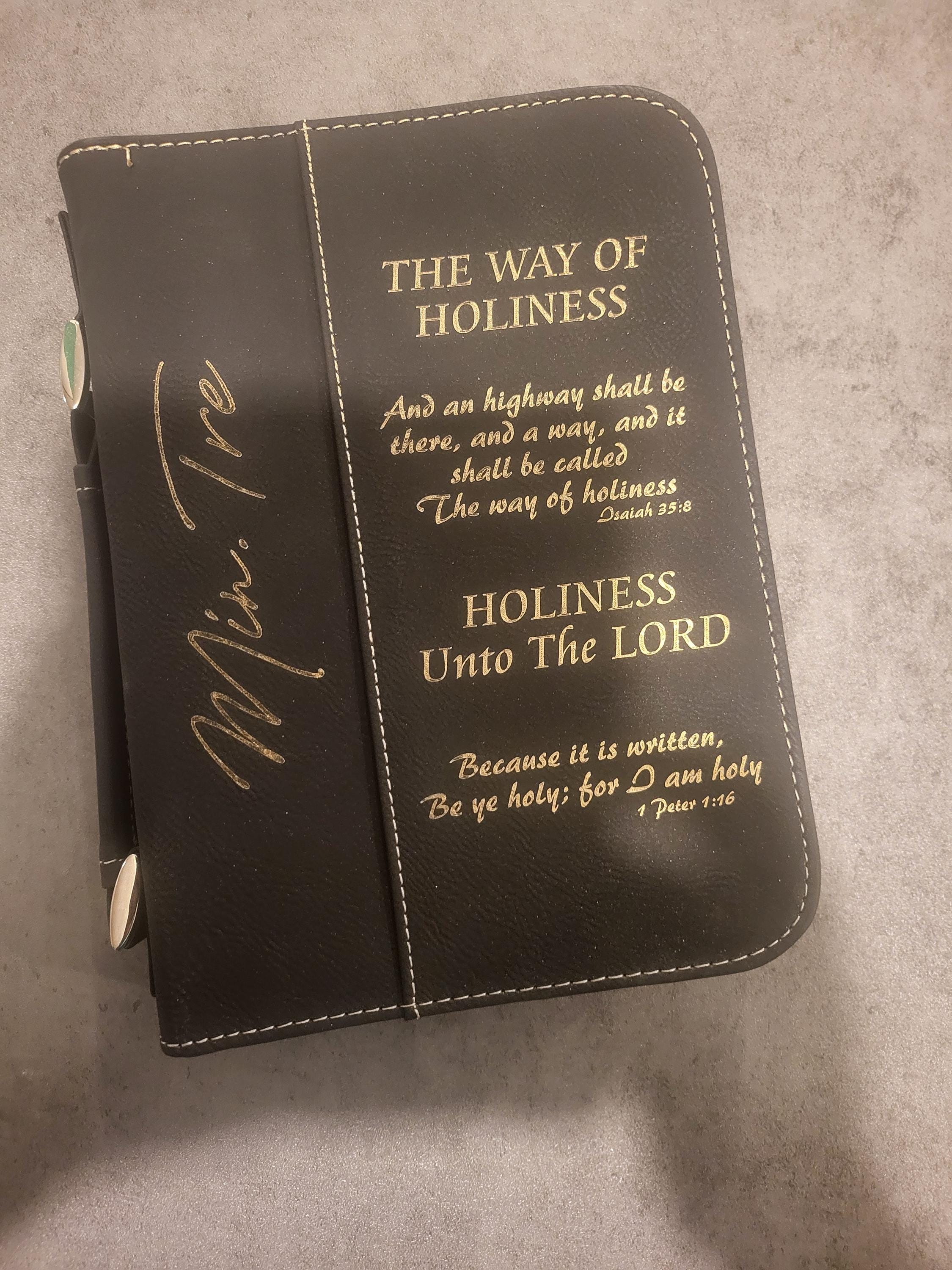 Personalized Leather Bible Cover with Zipper | Custom Engraved Bible Case | Large 7.5” x 10.75” | Christian Gift for Him or Her