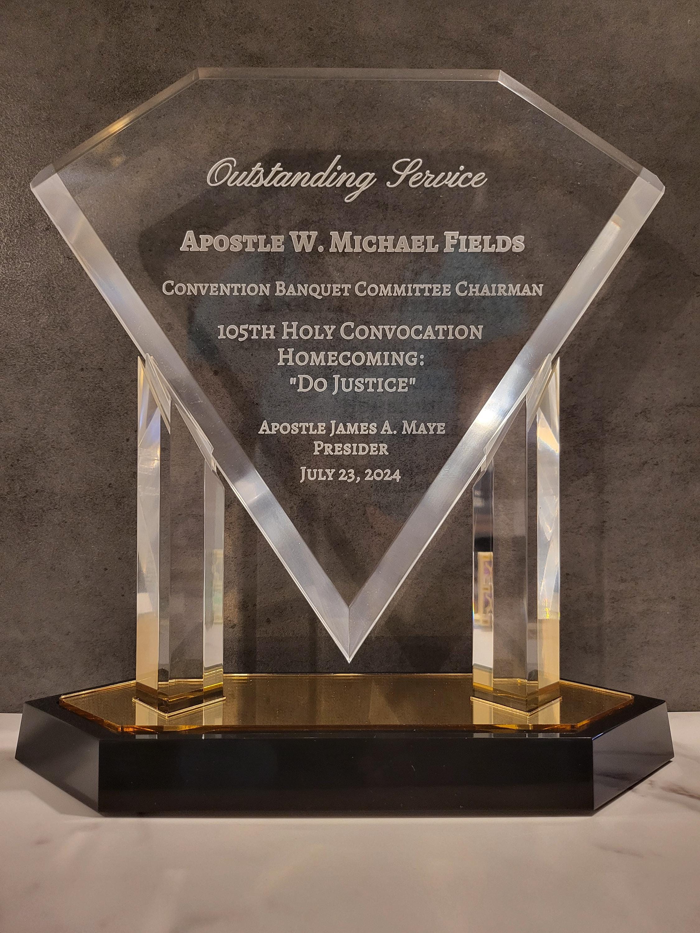 Gold Floating Diamond Acrylic Award | Award For Church | Employee Award | Business Award | Engraved Trophy | Graduation Plaque | Retirement Appreciation