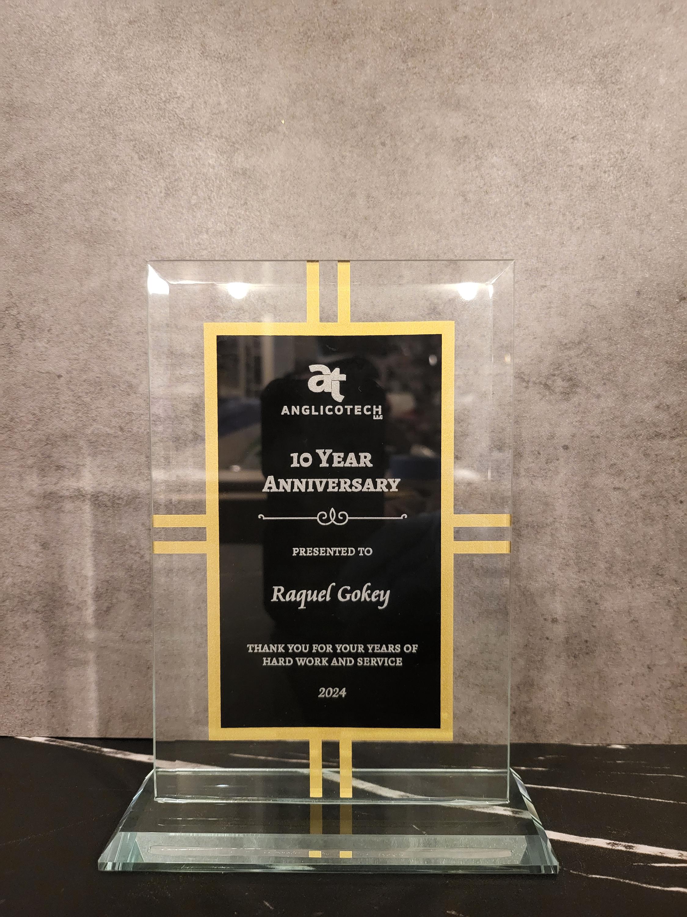 Contemporary Glass 4-Point Award | Personalized Office Award | Retirement Appreciation | Recognition Gift | Employee Of The Year | Church Award