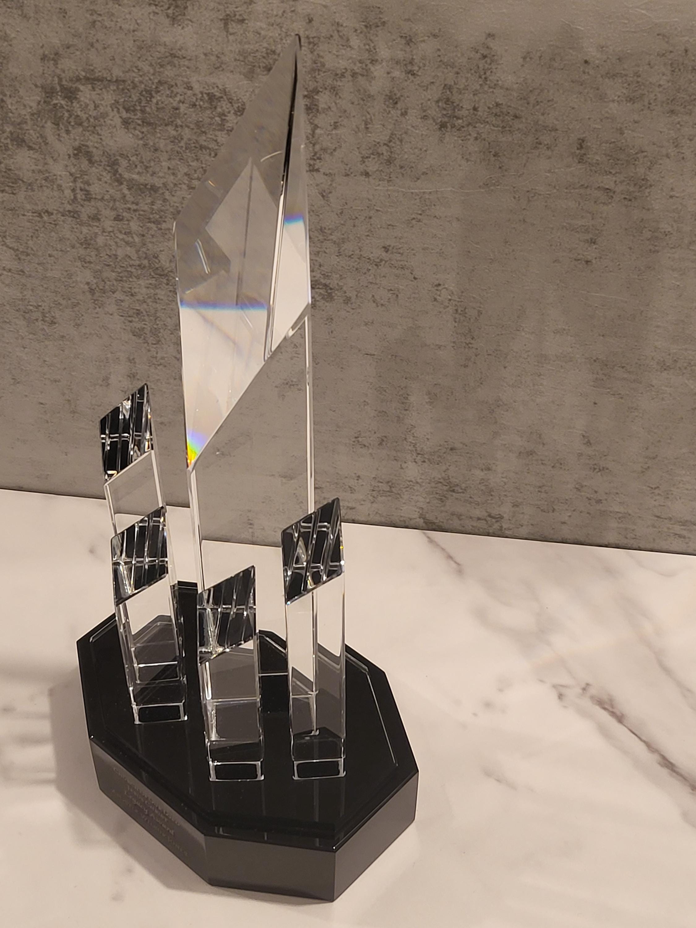 Crystal 5 Rising Diamonds on Black Pedestal Base