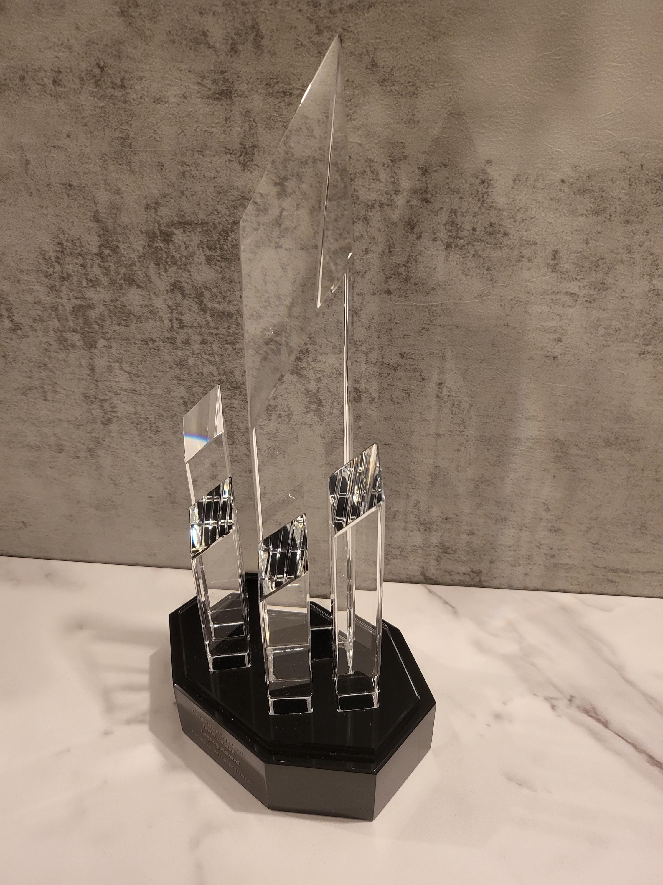 Crystal 5 Rising Diamonds on Black Pedestal Base