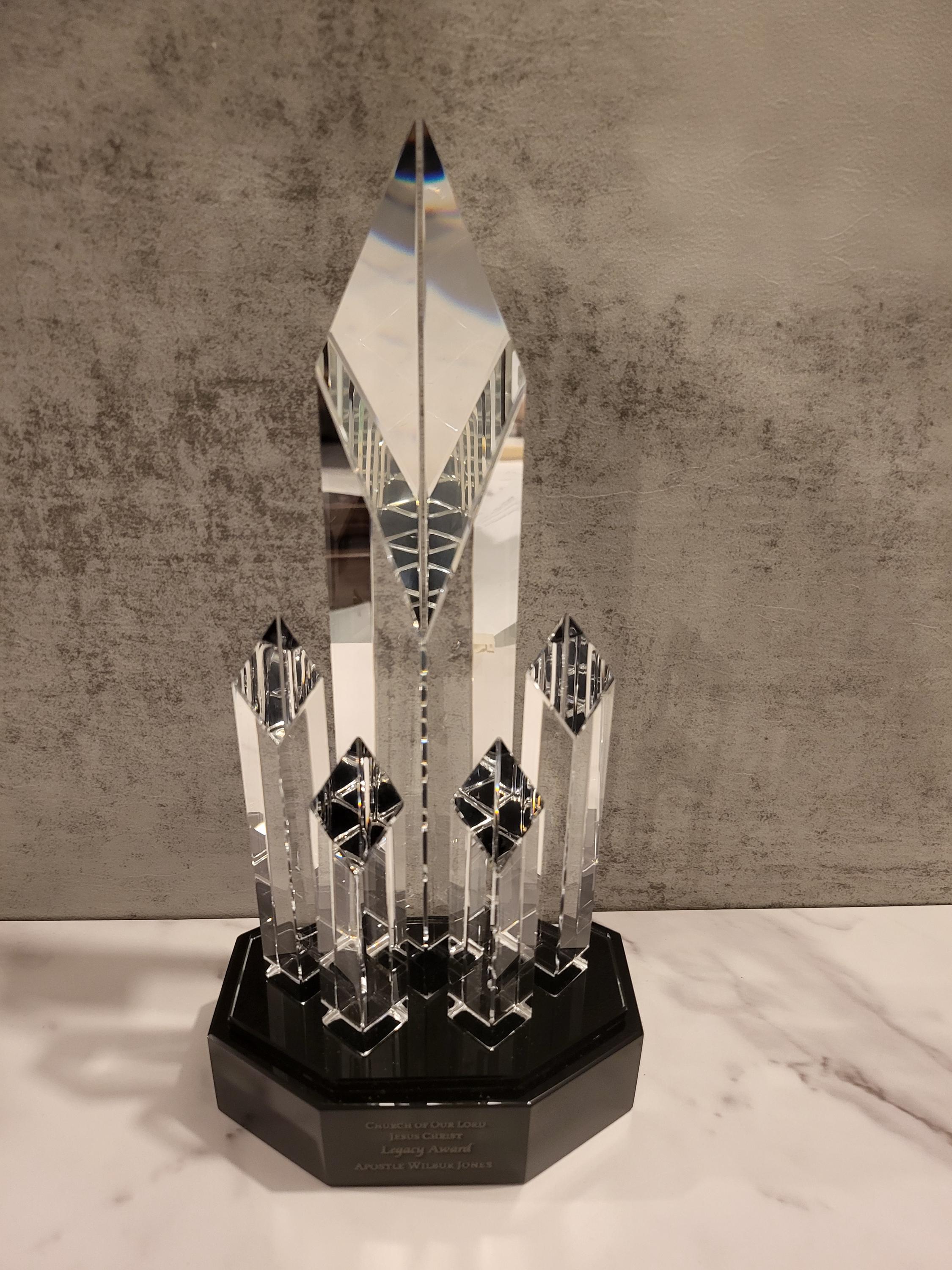 Crystal 5 Rising Diamonds on Black Pedestal Base