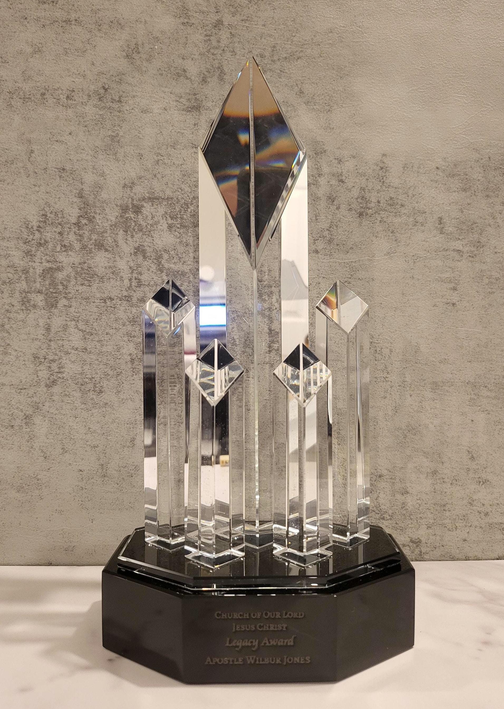 Crystal 5 Rising Diamonds on Black Pedestal Base