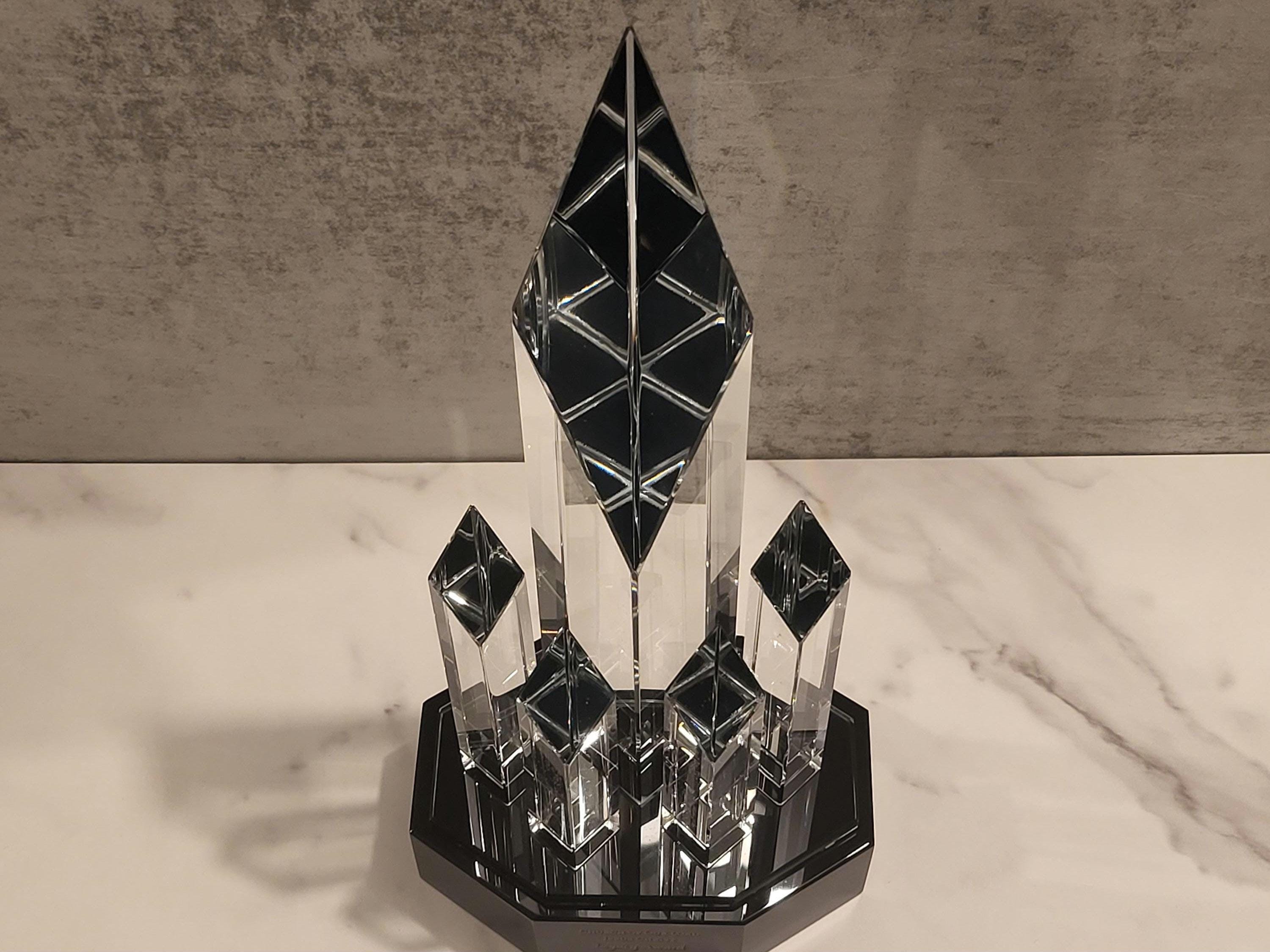 Crystal 5 Rising Diamonds on Black Pedestal Base
