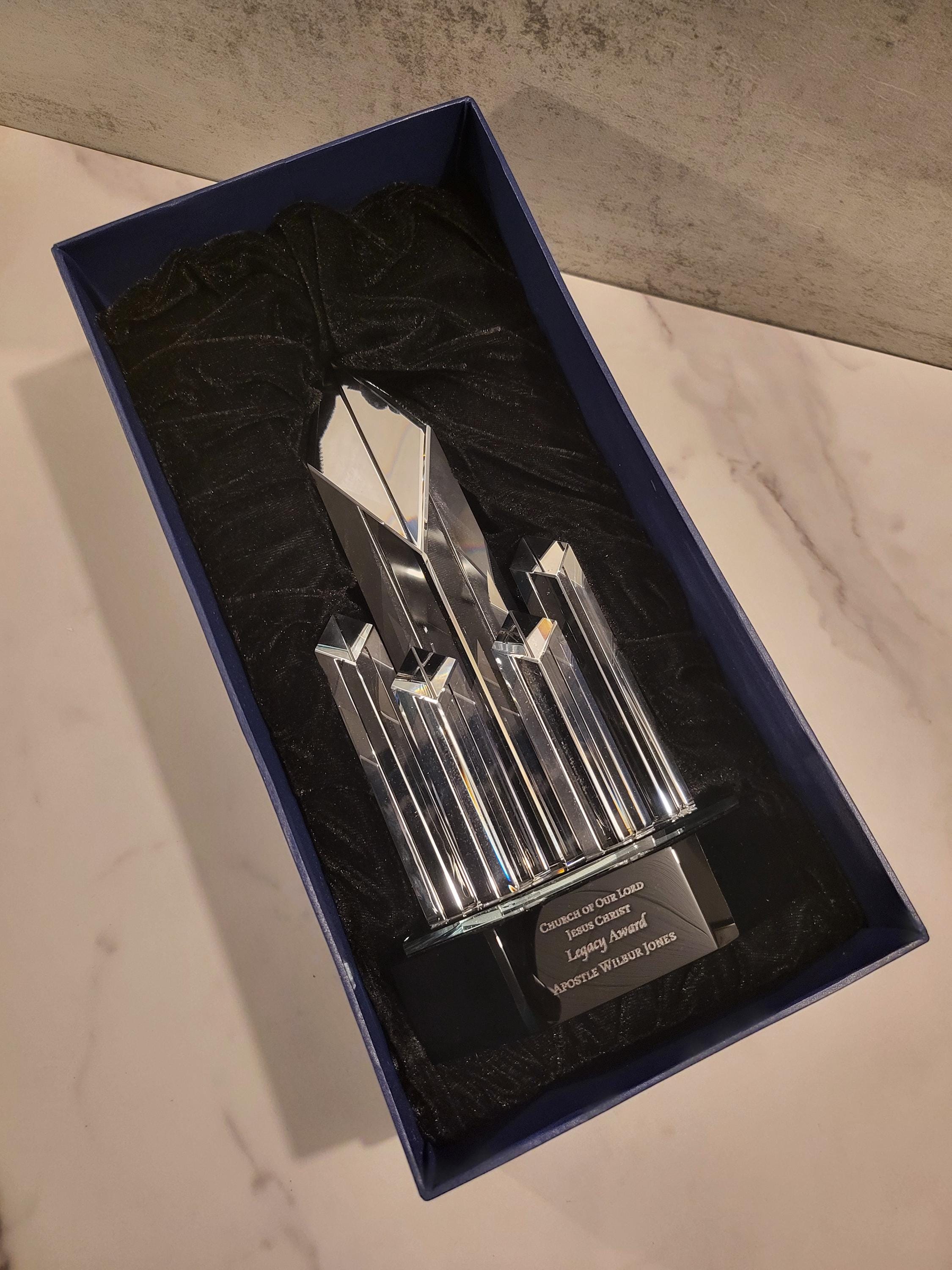 Crystal 5 Rising Diamonds on Black Pedestal Base