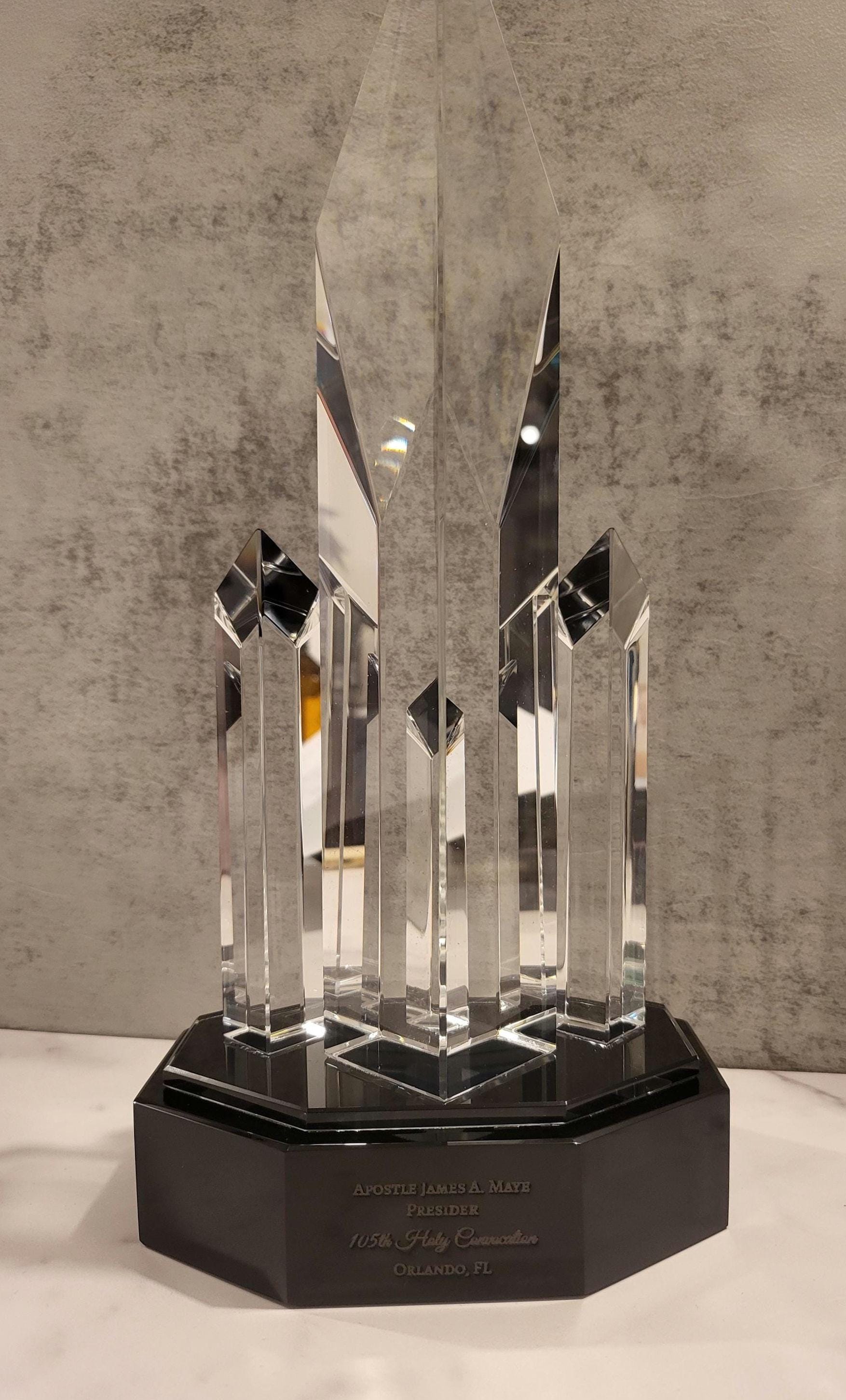Crystal 5 Rising Diamonds on Black Pedestal Base