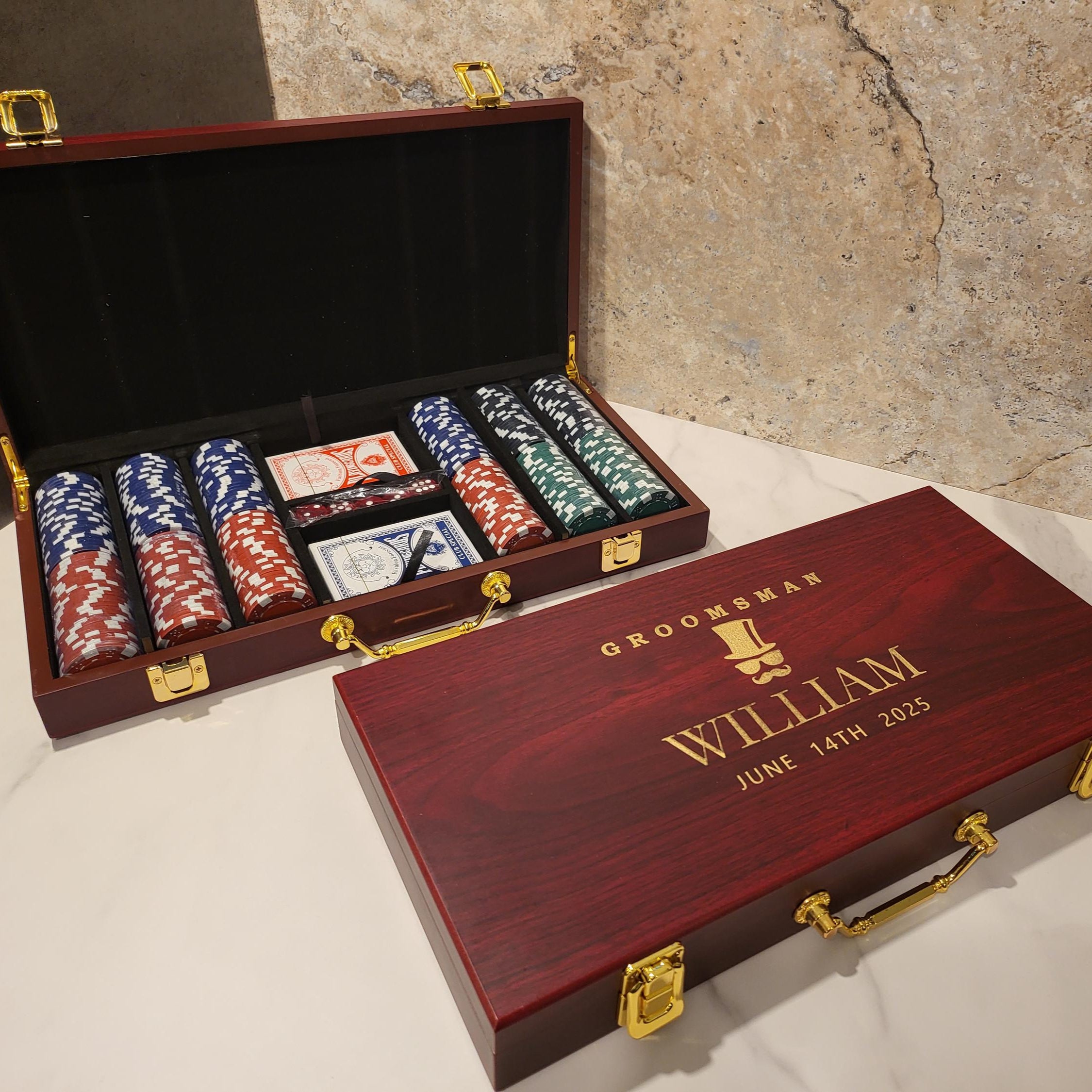 Personalized Poker Gift Set | 300 Chip Poker Set | Best Man Gift | Game Night