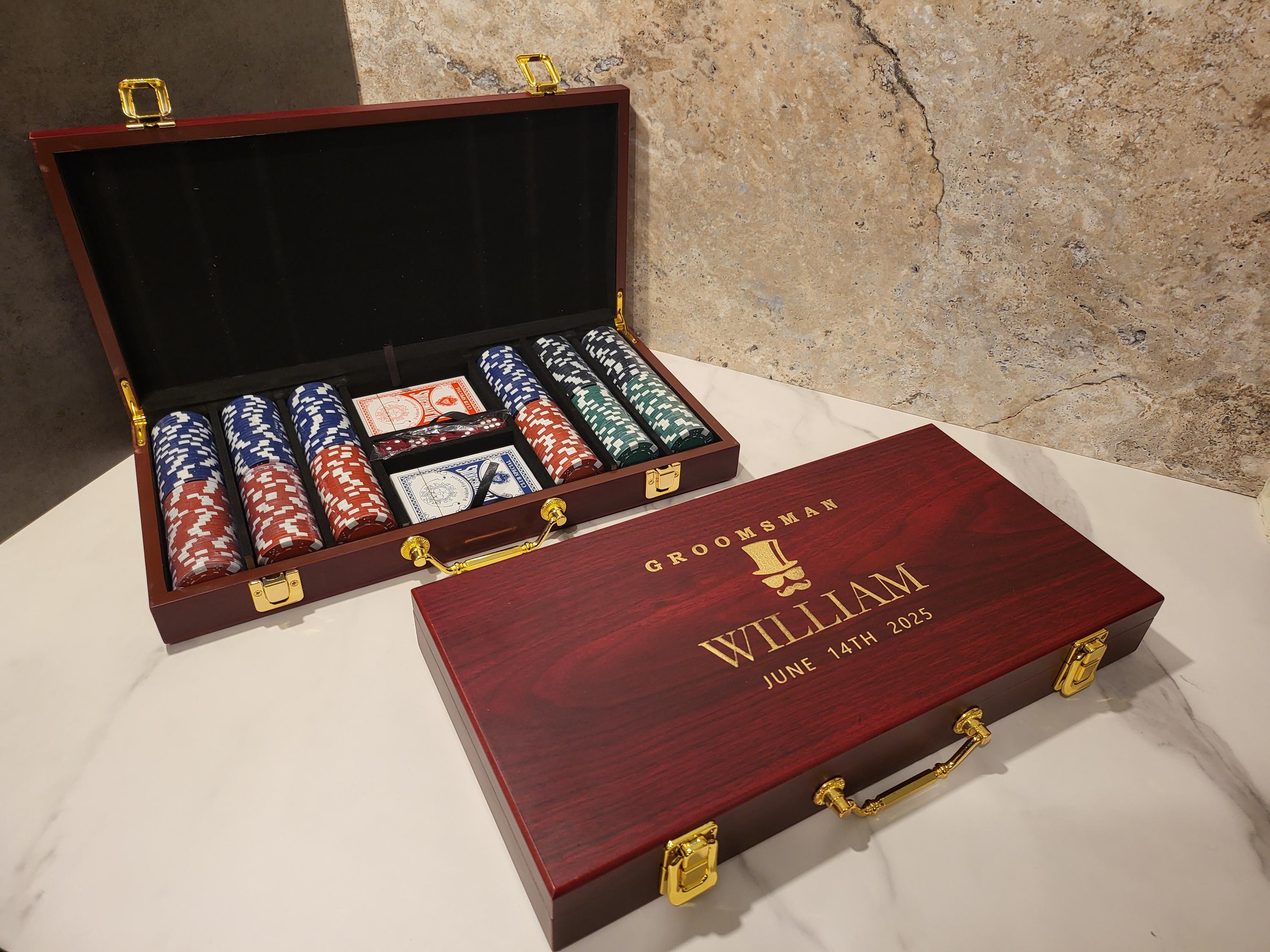 Personalized Poker Gift Set | 300 Chip Poker Set | Best Man Gift | Game Night
