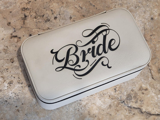 Personalized Leatherette Travel Jewelry Box – 4" x 4" or 7.5" x 4.5" with Tan or Black Lining | Custom Engraved Keepsake Case