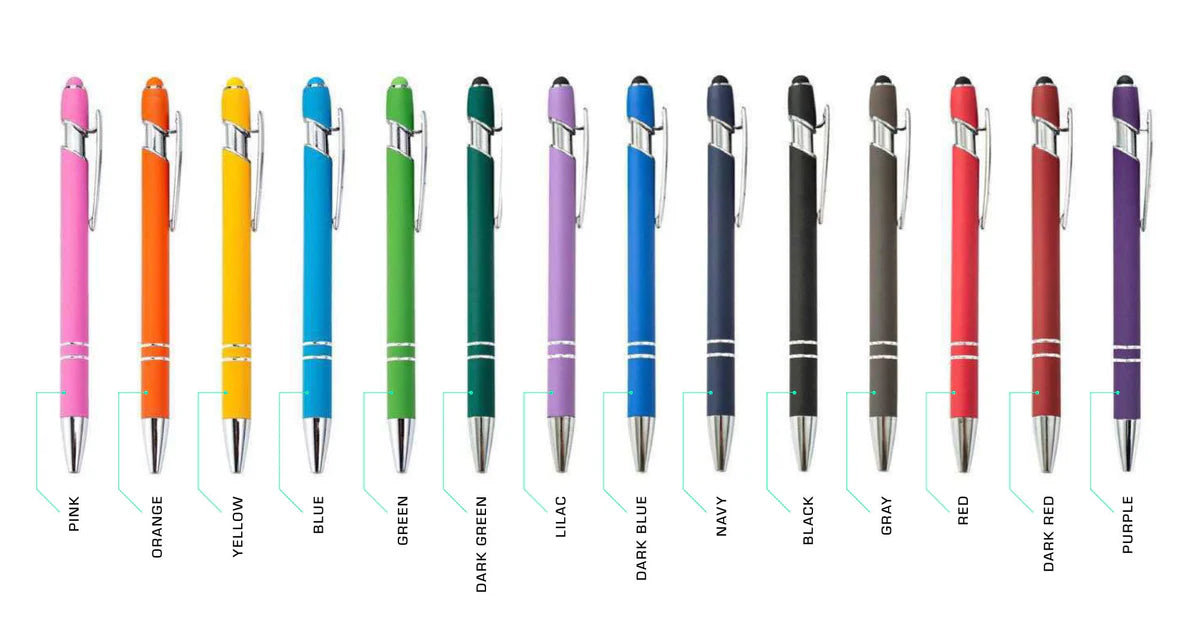 Custom Engraved Soft Touch Metal Pens | Bulk Personalized Pens | Stylus Pens for Events, Church, Business